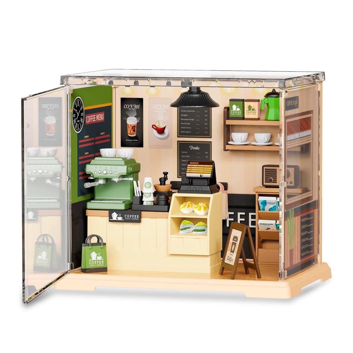 Mini Coffee Store Para Armar Con Luz 90 Piezas